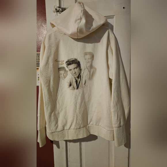 The Bradford Exchange White Zip-Up Sweater with Elvis Design 50s - Picture 1 of 7